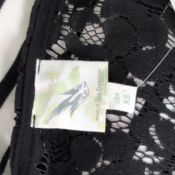 Weston Wear Anthropologie Black White Spliced Striped Lace Bodycon Midi Dress XS - Picture 10 of 12